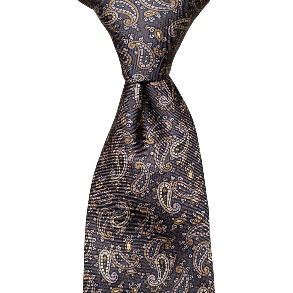 Vintage Contissima Necktie Paisley Mens Brown Silk Classic Dapper Formal